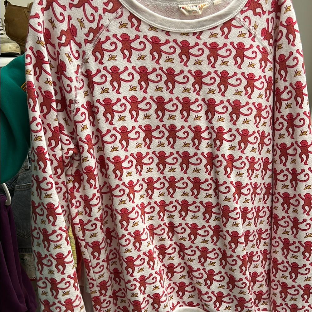 Roller Rabbit White and Pink Crew Neck Sweater with Whimsical Design